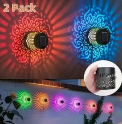 Obrázek produktu pro 2 kusy dekorativních solárních světel, solární lampa na tyči, solární lampy pro venkovní použití, LED zahradní lucerna, vodotěsná, pro dekoraci zahrady, teplé bílé světlo