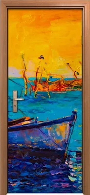 Produktbild von Türposter 80x200 cm Türaufkleber Türtapete Türfolie Klebefolie Meereslandschaft Ozean Boot Meer