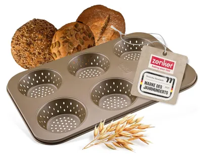 Produktbild von Zenker 6er Brötchenblech – Perfekte Backergebnisse dank Antihaftbeschichtung, fü