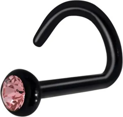 Produktbild von Nasenpiercing Bioplast Black Mit Kristall Elements 0,8mm Nasenstecker - L. Rosa
