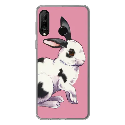 Produktbild von MuchoWow® Handyhülle Schutzhülle Hülle für Huawei P30 Lite Kaninchen mit rosa Hintergrund Silikon Softcase Handy Hülle - Handyhülle