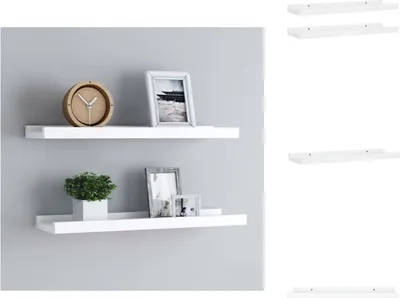 Image de vidaXL Baguettes à tableaux 2 pcs. Blanc 40x9x3 cm MDF - Étagères murales