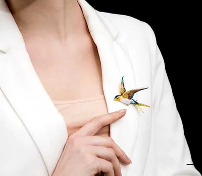 Immagine prodotto di Spilla elegante con uccello colorato, lega per gioielli, 5x4 cm - Variante 1