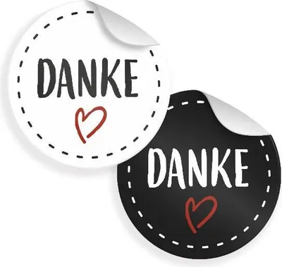 Produktbild von 24x Sticker Danke Black & White (Motiv 22) 4cm Geschenk Aufkleber runde Spruch Etiketten