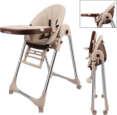 Produktbild von OUNUO Baby Hochstuhl Verstellbar und Klappbar Kinderhochstuhl mitwachsend Kindersitz Kinderstuhl mit Sicherheitsgurt 6 Monaten bis 6 Jahre Kunstleder Kissen
