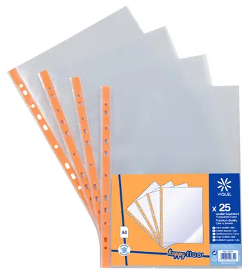 Image de Viquel 109731 – 06 : 25 pochettes en plastique perforé, transparentes, format A4, avec fermeture