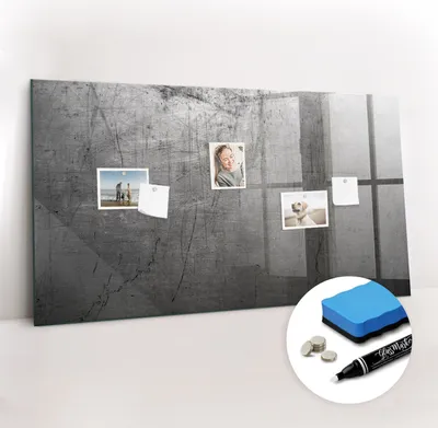 Produktbild von Magnetpinnwand Memoboard - Zubehörsatz - Weißer Marker + Schwamm + Magnete - 120 x 60 cm - Metallwand