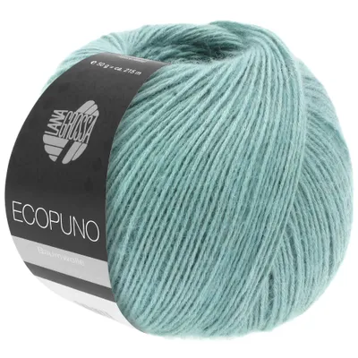A ball of mint turquoise yarn on a white background.