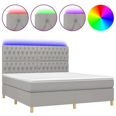 Produktbild von vidaXL Boxspringbett mit Matratze & LED Hellgrau 160x200 cm Stoff