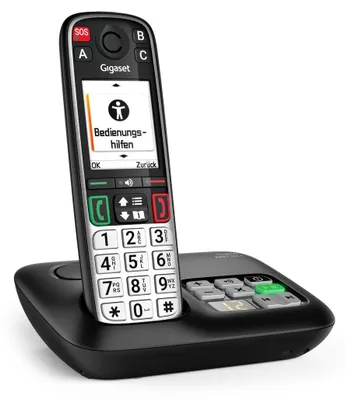 Imagen del producto de Gigaset EASY 500A, teléfono analógico/DECT, auricular inalámbrico, función de conferencia, 200 contactos, identificador de llamadas, color , detalles plateados