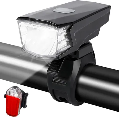 Obrázek produktu pro LED světla na kolo, nabíjecí přes USB, vodotěsná přední a zadní světla (IPX4), 3+2 režimy osvětlení