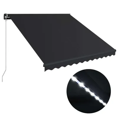Zdjęcie produktu dla vidaXL Markiza zwijana ręcznie z LED 300x250 cm antracytowa