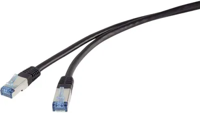 Produktbild von Renkforce RF-4673696 RJ45 Patchkabel CAT 6a S/FTP 20.00 m Schwarz UV-Beständig 1 St.
