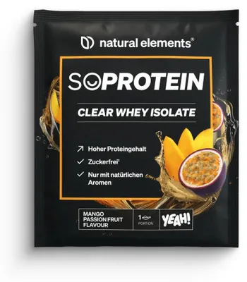 Produktbild von SoProtein Clear Whey Isolate - 30 g Pulver_für 1 Portion / Mango Passionfruit