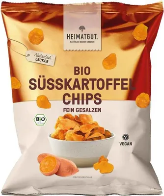 Produktbild von Heimatgut  Süßkartoffel Chips 100g (MHD 7.6.26)