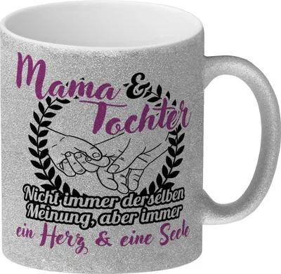 Produktbild von Mama und Tochter - ein Herz & eine Seele Glitzer-Kaffeebecher