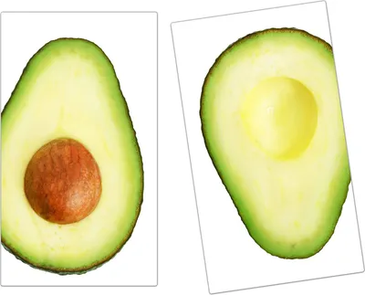 Produktbild von Spritzschutz Herdabdeckplatte Schneidebrett aus Glas Avocado halbiert 2-Teilig (60x52cm)