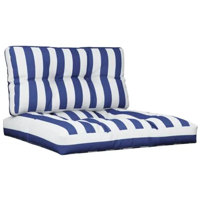 Image de vidaXL Coussin pour palette 2 pcs. bleu & blanc rayé Tissu