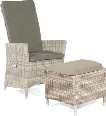 Produktbild von Sonnenpartner Garten-Sessel Solares mit Fußhocker Aluminium mit Polyrattan white-coral Gartenstuhl Hochlehner