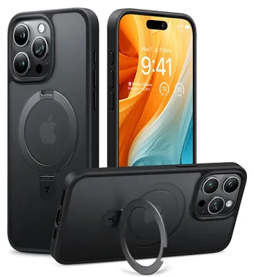 Produktbild von Torras – Ostand Series – Hülle mit Ständer für iPhone 15 Pro Max – schwarz