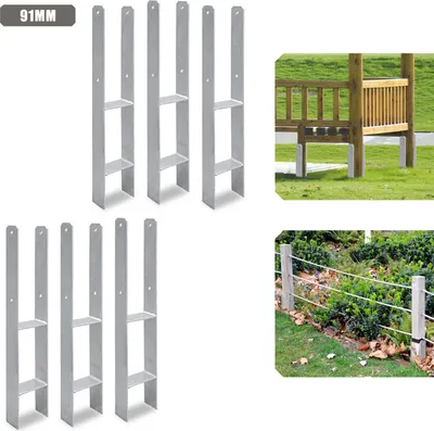 Obrázok produktu pre Jopassy 6x H-kotva stĺpik podpora záhradné vybavenie príslušenstvo 600MM pozinkovaný žiarovo pozinkovaný stĺpik kotva 91MM