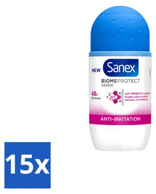 Produktbild von 15 x Sanex BiomeProtect Dermo Anti-Irritation Deo Roll-on 50 ml - Vorteilspackung - 15 Stücke