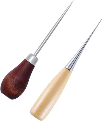 Imagen del producto de Aguja de coser con mango de madera, ideal para rascar, herramienta profesional para costura y trabajos manuales, para coser o reparar lonas. Juego de 2 unidades