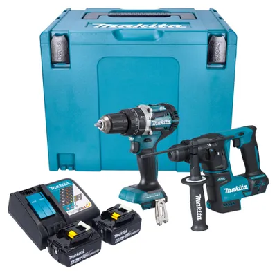 Obrázek produktu pro Akumulátorová kombinovaná sada Makita DLX 2278 RGJ + příklepová vrtačka DHP 484 54 Nm + vrtací kladivo DHR 171 1,2 J + 2x akumulátor 6,0 Ah + nabíječka + Makpac