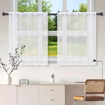 Obrázok produktu pre 2 Kusy Krátkych Záclon, Polotransparentné, 76 x 60 cm, do Kuchyne, Kúpeľne