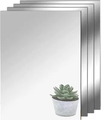 Produktbild von Wandspiegel, 4pcs Selbstklebende Spiegel, Acrylic Fliesenspiegel, Klebespiegel Spiegel Rahmenloser, Glas HD Dekospiegel, Wanddekoration