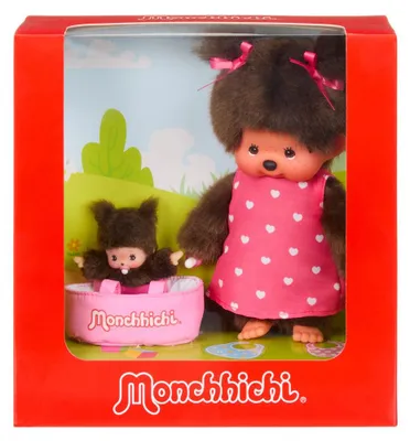 Produktbild von Monchhichi Kuschelpuppe 20 cm mit MiniBebichhichi Tragetasche Spielzeug