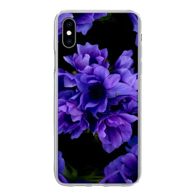 Produktbild von MuchoWow® Handyhülle Schutzhülle Hülle für iPhone Xs Muster - Blumen - Lila Silikon Softcase Handy Hülle - Handytasche