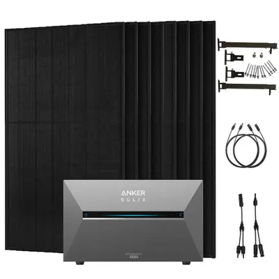 Produktbild von Anker SOLIX 4000W Balkonkraftwerk + Solarbank 3 Pro, 8×500W Module mit Halterung für Flachdach