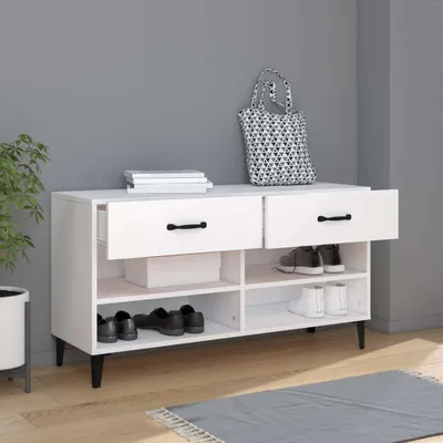 Produktbild von vidaXL Schuhschrank Weiß 102x35x55 cm Holzwerkstoff - Schuhschrank - Schuhschränke - Schuhaufbewahrung - Schuhorganizer