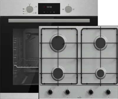 Produktbild von Gasline Einbau Gasherdset Autark mit Einbaubackofen Gasherd Umluft 69 Liter und Gaskochfeld 60cm Edelstahl mit 4 Brennern Erdgas/ Propan
