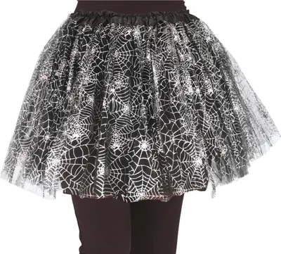 Produktbild von Hexen Tutu Halloween Festliche Kostümidee Spinnennetz Design Magische Verkleidung Nacht Schwarzer Rock Gruseliger Look Geheimnisvolle Feier Accessoire 30 cm, Farbe: Schwarz