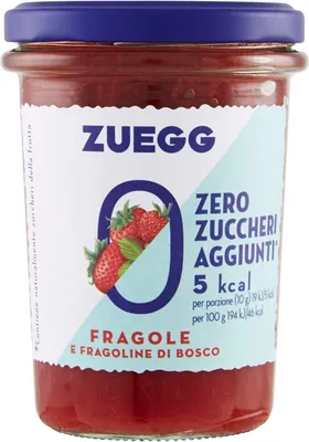 Produktbild von Zuegg Fragole e Fragoline di Bosco Erdbeeren und Walderdbeeren Marmelade Jam Ohne Zuckerzusatz,Frei von Konservierungsstoffen 220g Glas + Italian Gourmet Polpa di Pomodoro 400g Dose