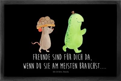 Produktbild von Mr. & Mrs. Panda fußmatte Schildkröte Maus 60 x 90 cm - Schwarz - Geschenk, Schmutzfangteppich, Gummimatte, Freunde, Eingangsteppich, Fröhlich, Gummi-Fußmatte