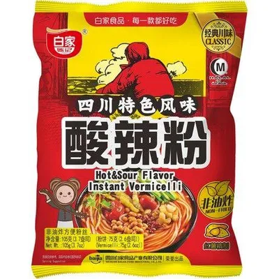 Produktbild von BAIJIA Instantnudeln Fadennudeln Vermicelli Hot & Sour 105g