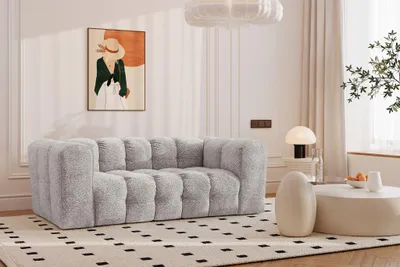 Produktbild von Kaiser Möbel Sofa 2-Sitzer, Komfort Couch BALOO, stoff Schenille & Bouclé, Hellgrau