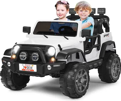 Produktbild von 12V Elektroauto für Kinder, 2 Sitzer Kinderfahrzeug mit 2,4 Ghz Fernbedienung & LED-Licht & Musik & USB, Elektro Auto für Kinder ab 3 Jahre (Weiß)