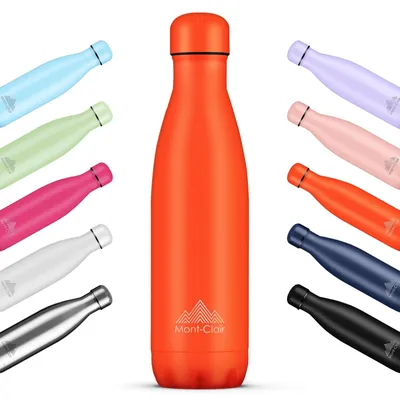 Isolierflasche 750 ml Edelstahl, 12h warm/24h kalt, Orange
