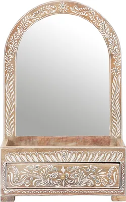 Image de Boho Déco Miroir de courtoisie en bois Akhila