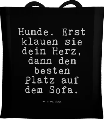 Produktbild von Mr. & Mrs. Panda Tote Bag Hunde. Erst klauen sie... - Schwarz - Geschenk, Sprüche, Einkaufstasche, canvas tasche, Tragetasche, Shopping, Haus, Hund, Herrchen, Geld