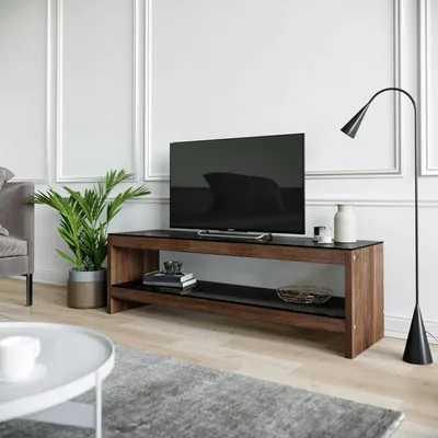 Immagine prodotto di Dmora Mobile Porta tv Wiley 40x140x45h cm Marrone Noce, un Vano 2 Ripiani