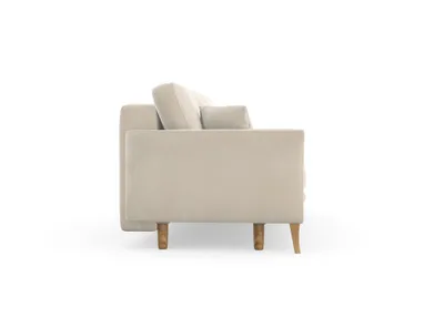 Produktbild von Juliett 3-Sitzer-Sofa mit Schlaffunktion, Massivholzkonstruktion, skandinavischer Stil, Hohe Beine aus Eichenholz, gewachst, Cord-Stoff Scala Nata Alabaster