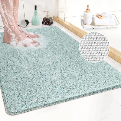 Obrázok produktu pre Protisklzová podložka pod sprchu, 40 x 60 cm, biela a zelená, antibakteriálna, s odvodňovacími otvormi
