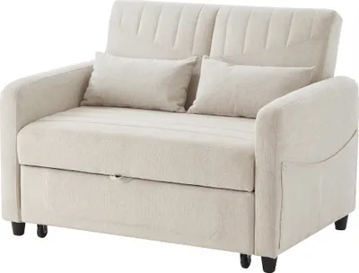 Produktbild von okwish Schlafsofa ,Sofabett mit Schlaffunktion,Daybett ,Zweisitzer-Klappsofa ,dreistufig verstellbare Rückenlehne, atmungsaktiver Baumwoll-Leinen-Stoff,Beige