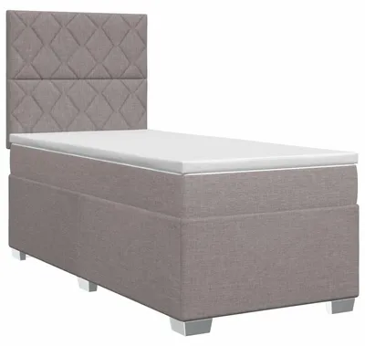 Imagen del producto de Cama con somier y colchón, con cabecero en color taupe, de 90 x 200 cm, tapizada en tela