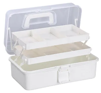 Produktbild von Aufbewahrungsbox mit 3 Fächern für Bastelmaterialien